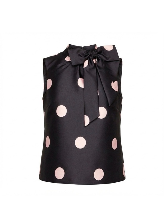 kate spade Tops - Kate Spade Sleeveless Top - Navy Pink Dot Bow Neck